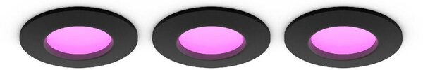 Philips Hue WCA Slim zápustné svítidlo 3x LED 8,3W 790lm 2200-6500K RGB CRI80 9cm kulaté IP44, černé