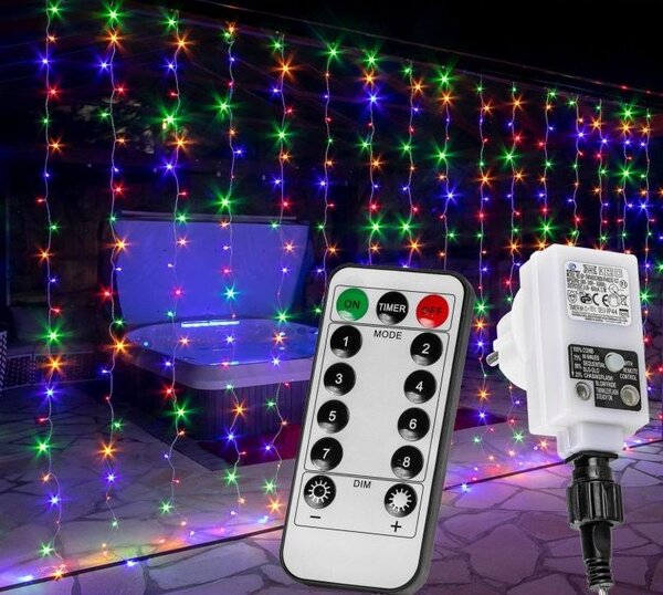 VOLTRONIC Vánoční světelný závěs 3x6 m, barevný, 24 pramenů