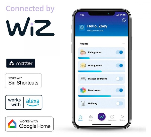 WiZ Smart LED Žárovka Filament čirá 7 W (ekv. 60 W) 806lm 2700-6500K A60 E27