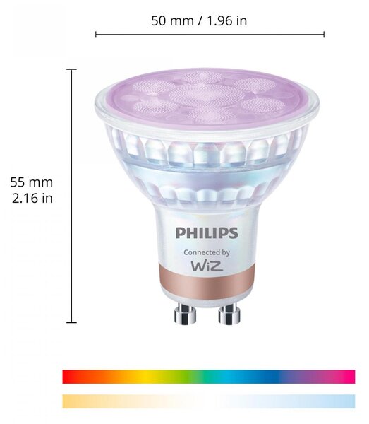 WiZ Smart LED 50W bodové světlo PAR16, 2× GU10 345lm 2200-6500K RGB