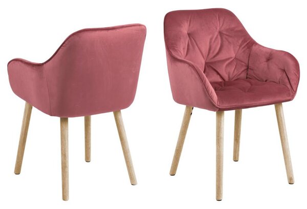 Brooke set dvou jídelních židlí růžové/hnědé