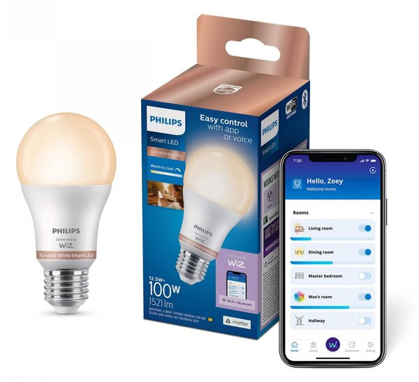 WiZ Smart LED žárovka 12,5W (ekv. 100W) 1521lm 2700-6500K A60 E27