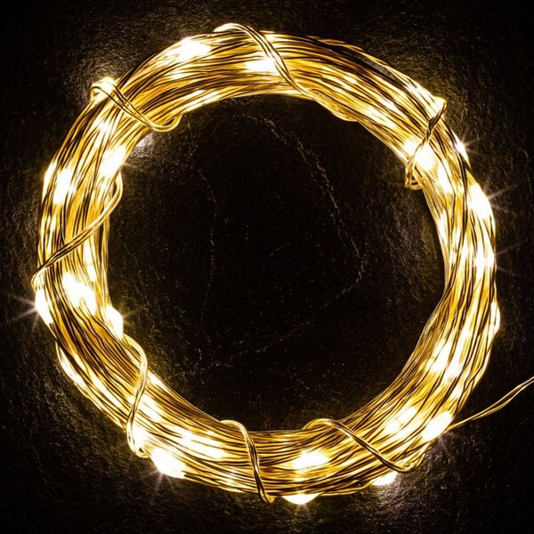 VOLTRONIC Sada 2 kusů světelných drátů 50 LED, teplá bílá