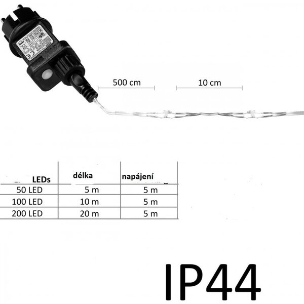 VOLTRONIC Sada 2 kusů světelných drátů 50 LED, barevná