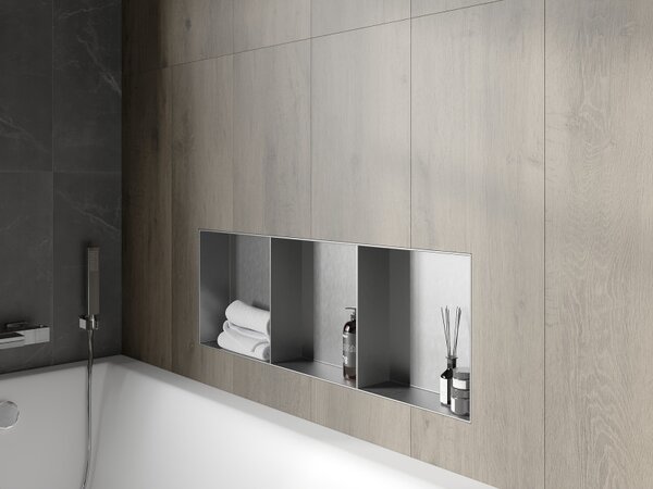 Mexen X-Wall-NR nástěnná police bez límce s polici 90 x 30 cm, inox - 1911903010S