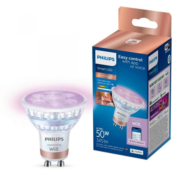 WiZ Smart LED 50W bodové světlo PAR16, GU10 345lm 2200-6500K RGB