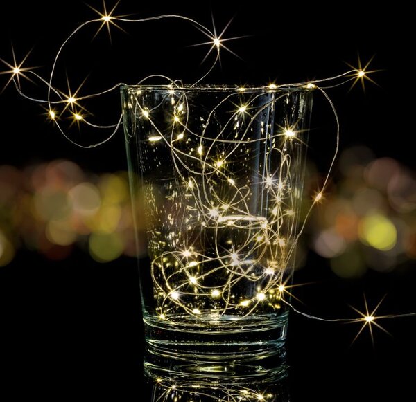 VOLTRONIC Sada 2 kusů světelných drátů 50 LED, teplá bílá