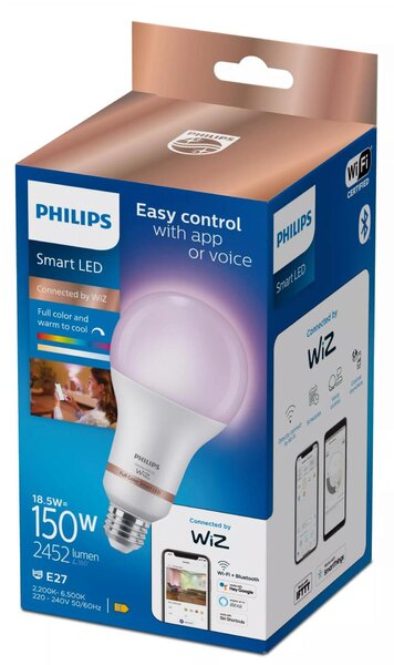 WiZ Smart LED Žárovka 18,5 W (ekv. 150 W) 2452lm 2200-6500K RGB A80 E27