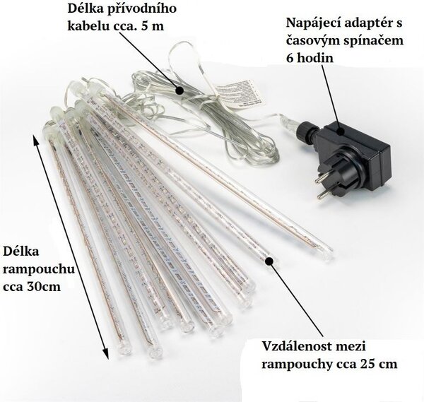 Vánoční LED osvětlení padající sníh, 180 LED, barevné