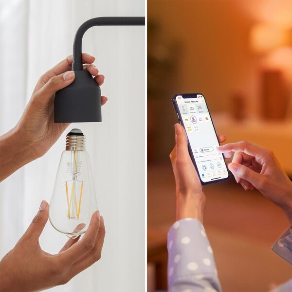 WiZ Smart LED Žárovka Filament čirá 7 W (ekv. 60 W) 806lm 2700-6500K ST64 E27