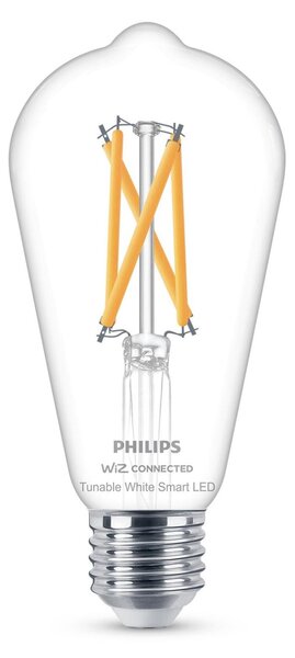 WiZ Smart LED Žárovka Filament čirá 7 W (ekv. 60 W) 806lm 2700-6500K ST64 E27