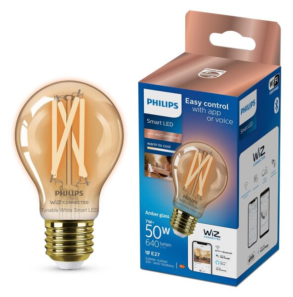 WiZ Smart LED Žárovka Filament oranžová 7 W (ekv. 50 W) 640lm 2000-5000K A60 E27