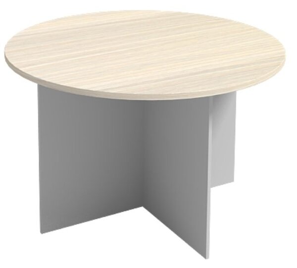 Jednací stůl s kulatou deskou PRIMO GRAY, průměr 120 cm, šedá/bříza