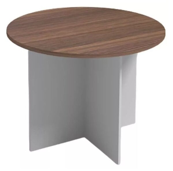 Jednací stůl s kulatou deskou PRIMO GRAY, průměr 100 cm, šedá/ořech