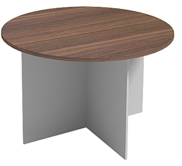 Jednací stůl s kulatou deskou PRIMO GRAY, průměr 120 cm, šedá/ořech