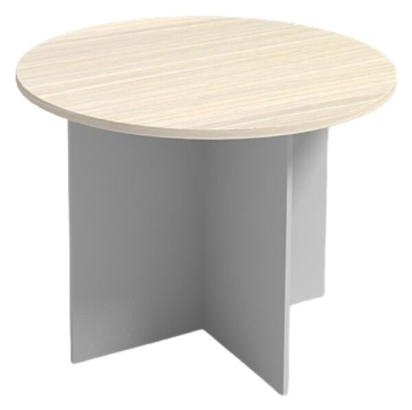 Jednací stůl s kulatou deskou PRIMO GRAY, průměr 100 cm, šedá/bříza