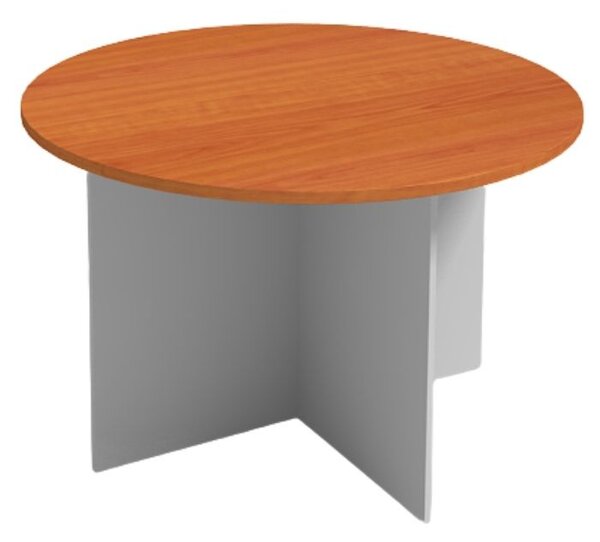 Jednací stůl s kulatou deskou PRIMO GRAY, průměr 120 cm, šedá/třešeň