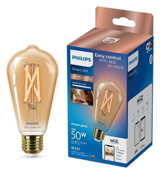 WiZ Smart LED Žárovka Filament oranžová 7 W (ekv. 50 W) 640lm 2000-5000K ST64 E27