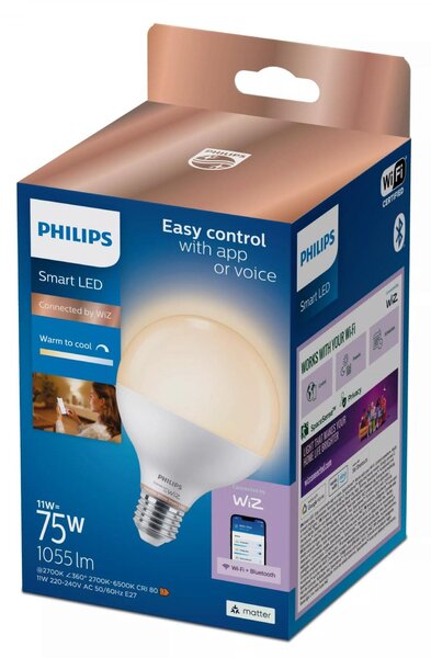 WiZ Smart LED Žárovka kulová, 75 W, G95 E27 1055lm 2700-6500K