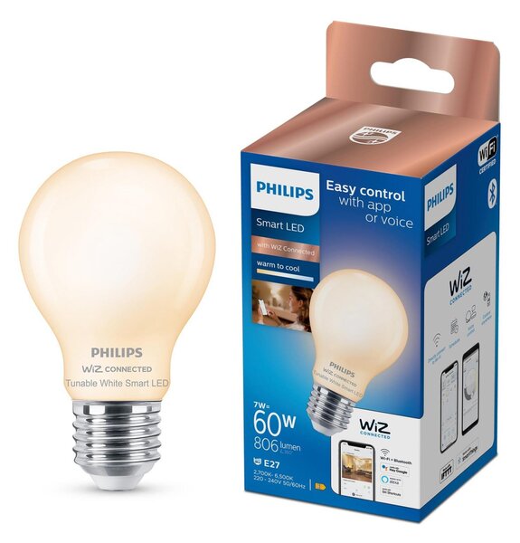 WiZ Smart LED Žárovka s mléčným sklem 7 W (ekv. 60 W) 806lm 2700-6500K A60 E27