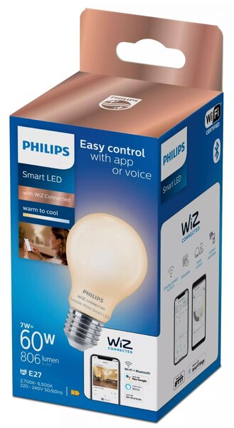 WiZ Smart LED Žárovka s mléčným sklem 7 W (ekv. 60 W) 806lm 2700-6500K A60 E27