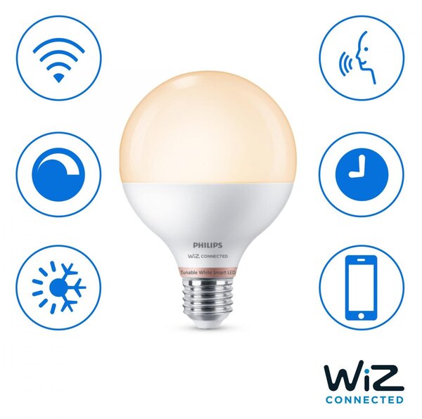 WiZ Smart LED Žárovka kulová, 75 W, G95 E27 1055lm 2700-6500K