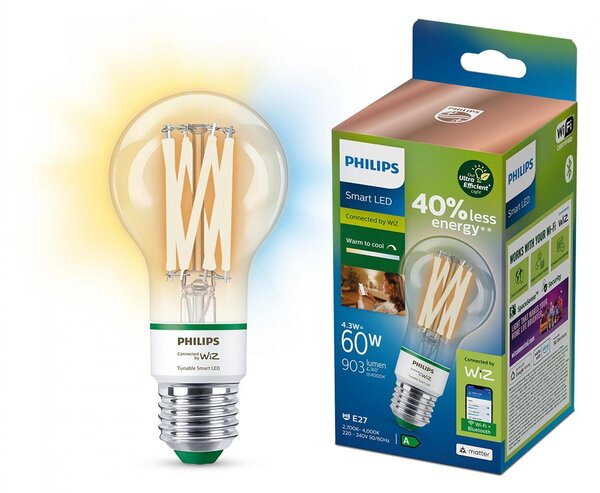WiZ Smart LED Žárovka s tradičním vzhledem 60 W 903lm 2700-4000K E27