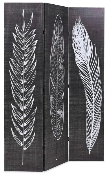 Skládací paraván 120 x 170 cm pírka černobílá