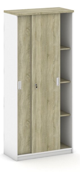 Skříň zasouvací MIRELLI, 800 x 400 x 1800 mm, bílá/dub sonoma