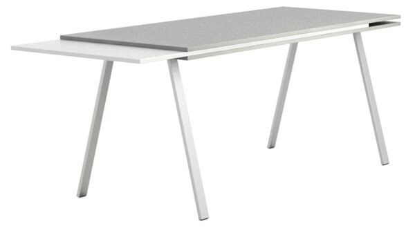 Kancelářský psací stůl LAYERS, výsuvná prostřední deska, 170 cm, bílá / šedá