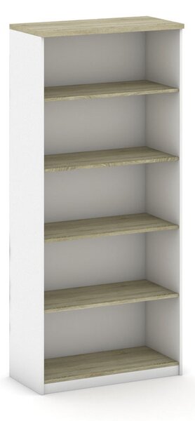 Kancelářský regál MIRELLI, 800 x 400 x 1800 mm, bílá/dub sonoma