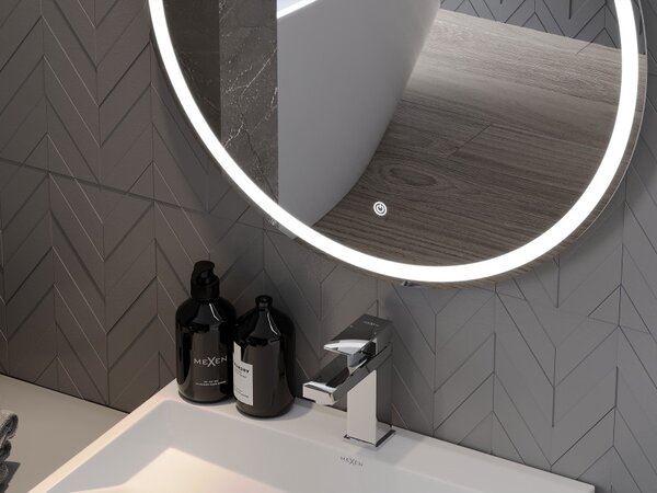 Mexen Gobi, LED kulaté koupelnové zrcadlo s podsvícením 80 cm, 6000K, ochrana proti zamlžování, 9801-080-080-611-00