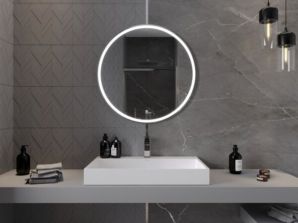 Mexen Gobi, LED kulaté koupelnové zrcadlo s podsvícením 80 cm, 6000K, ochrana proti zamlžování, 9801-080-080-611-00