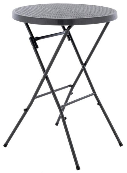 Zahradní barový stolek kulatý, ratanový, 110 cm, šedý