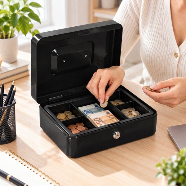 Příruční pokladna 30x24x9 cm SPRINGOS CASHBOX HA5042 černá