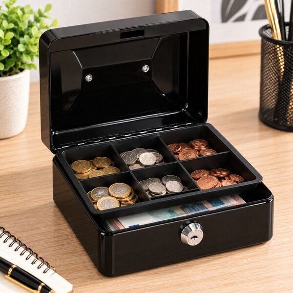 Příruční pokladna 15x12x8 cm SPRINGOS CASHBOX HA5038 černá