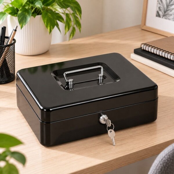 Příruční pokladna 30x24x9 cm SPRINGOS CASHBOX HA5042 černá