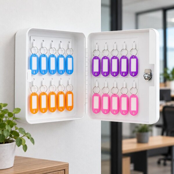Skříňka na klíče 20 háčků 20×16×7,5 cm SPRINGOS HA5028 bílá