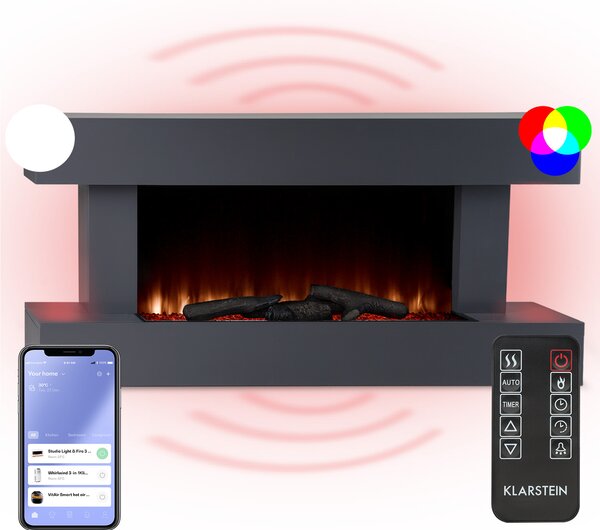 Klarstein Studio Light & Fire 1 Smart, elektrický krb, 1000/2000 W, MDF, WiFi Control