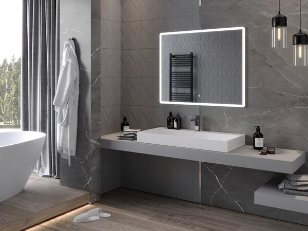 Mexen Navia, LED koupelnové zrcadlo s podsvícením 100 x 80 cm, 6000K, ochrana proti zamlžování, 9803-100-080-611-00
