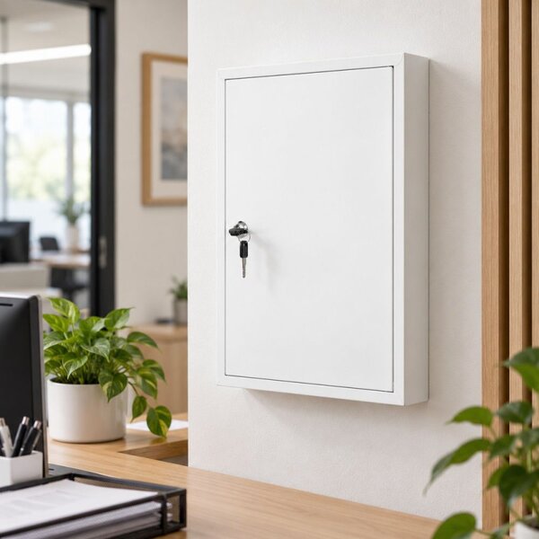 Skříňka na klíče 64 háčků 30x8x45 cm SPRINGOS HA5035 bílá