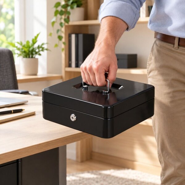 Příruční pokladna 30x24x9 cm SPRINGOS CASHBOX HA5042 černá