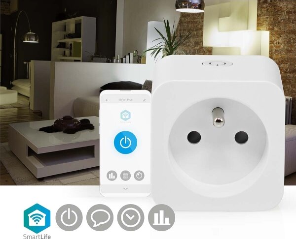 Nedis WIFIP121EWT - Chytrá zásuvka 3680W/230V/ Typ E/16A Wi-Fi