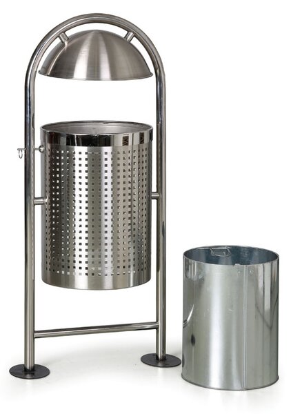 Venkovní nerezový odpadkový koš, 27 l, 460 x 320 x 1150 mm