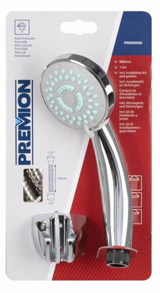 Sprchová hlavice 80 mm 3 funkce s hadicí a držákem PREMION PRER00038