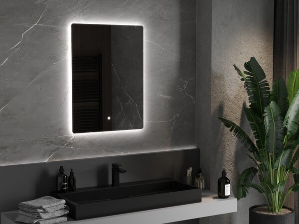 Mexen Sun, LED koupelnové zrcadlo s podsvícením 60x80 cm, 6000K, ochrana proti zamlžování, 9807-060-080-611-00