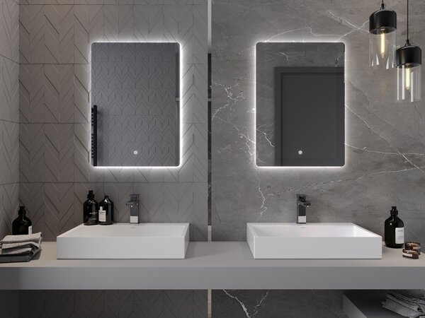 Mexen Sun, LED koupelnové zrcadlo s podsvícením 50 x 70 cm, 6000K, ochrana proti zamlžování, 9807-050-070-611-00