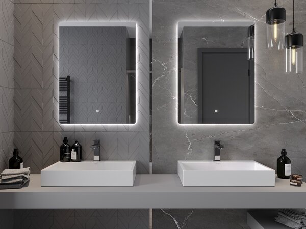 Mexen Sun, LED koupelnové zrcadlo s podsvícením 60x80 cm, 6000K, ochrana proti zamlžování, 9807-060-080-611-00