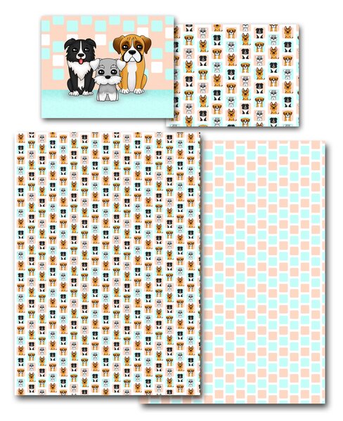 Povlečení Veba GEON tisk Roztomilí psi Velikost: 140x200 cm + 70x90 cm