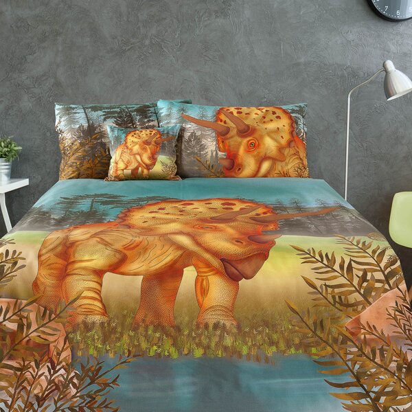 Povlečení Veba GEON tisk Dinosauři Triceratops Velikost: 140x200 cm + 70x90 cm